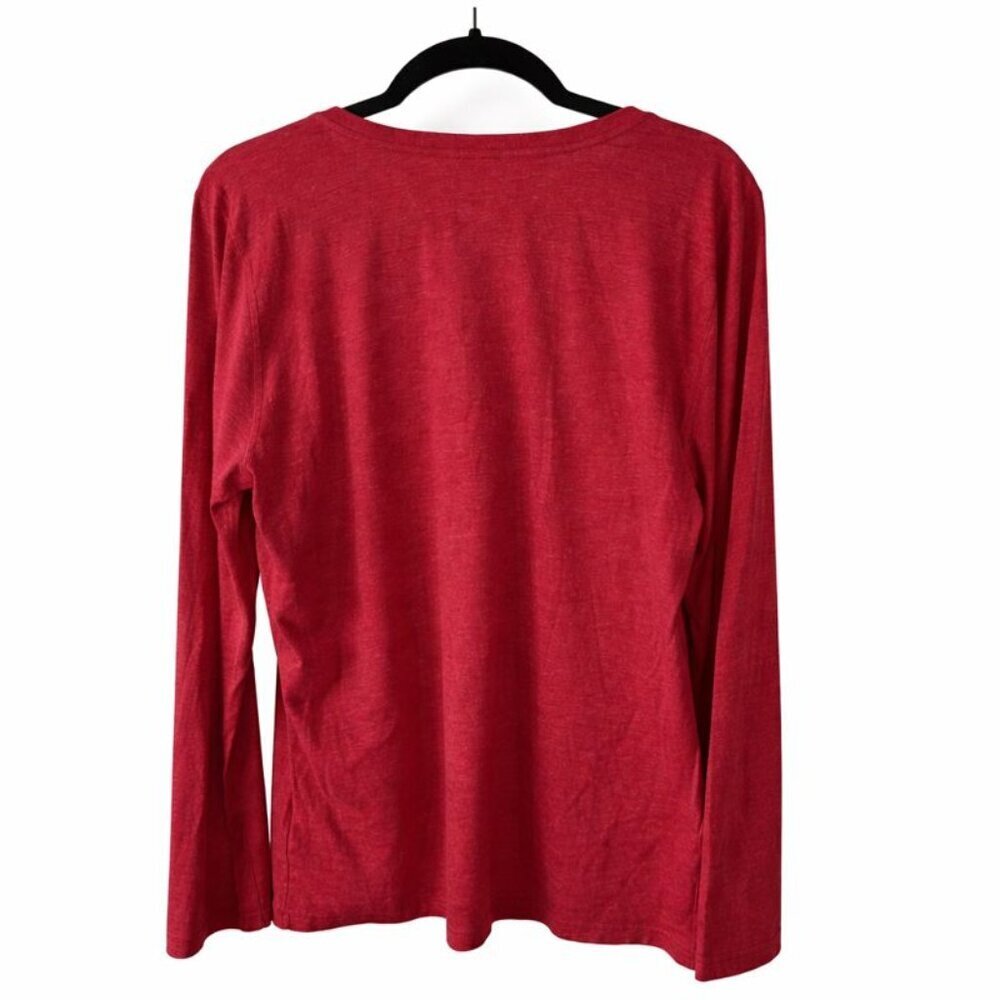Women’s Life Is Good Long Sleeve Outdoor Graphic V-Neck Tee Red Size XXL - Picture 4 of 4